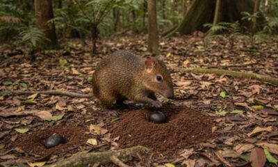 A cutia enterra sementes em dezenas de pontos da floresta e esquece parte de propósito, sem saber que está replantando tudo ao redor